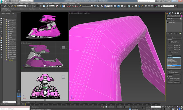 四角形ポリゴンの面取り